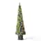 7ft. Pre-Lit Green Pine Artificial Christmas Porch Tree, Color Changing LED Lights